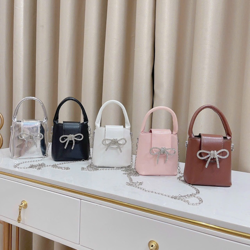 Túi quai tag nơ đính đá siu rẻ đẹp cute size13