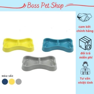 Bát Nhựa Đôi Hình khúc xương cho Chó Mèo