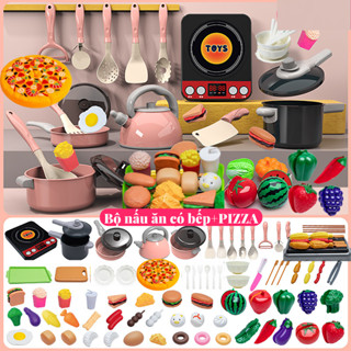 Bộ đồ chơi nấu ăn nhà bếp cho bé gái bé trai có dùng pin, quà tặng quà sinh nhật cho bé, đồ chơi giáo dục thông minh
