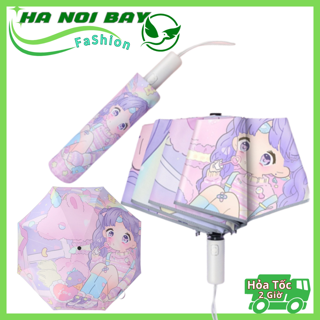 Ô Dù Che Mưa Nắng Cao Cấp Chống Thấm Nước Gấp Gọn Cao Cấp,Ô Dù Họa Tiết Hoa Quả Hoạt Hình Cute HN