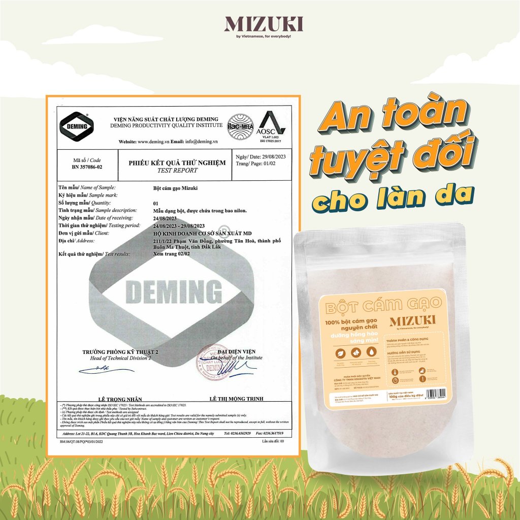 Bột Cám Gạo Nguyên Chất Trắng Da Dưỡng Ẩm Mizuki