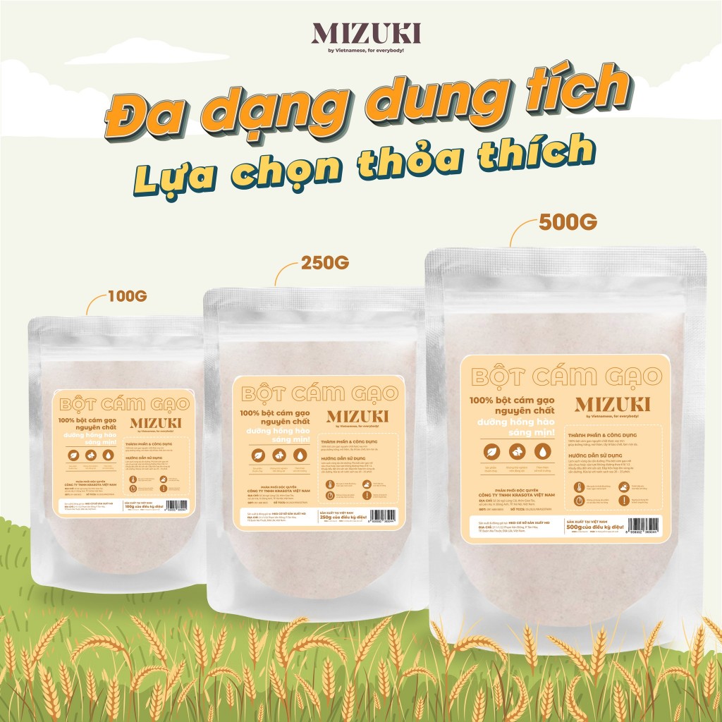 Bột Cám Gạo Nguyên Chất Trắng Da Dưỡng Ẩm Mizuki