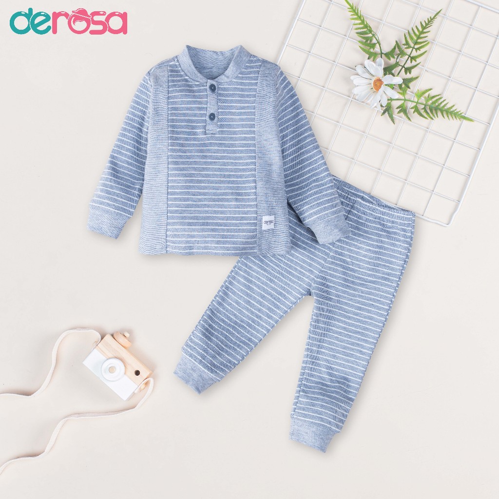 Bộ nỉ dài tay bé trai Derosa Kids cho bé từ 6 đến 24 tháng AWBBD1107