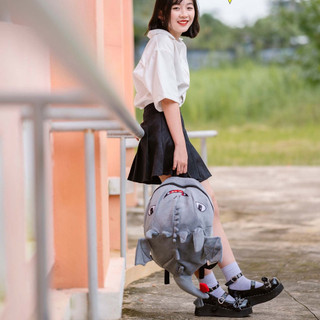 Balo con rồng vải nhung,Balo khủng long lưới màu xám