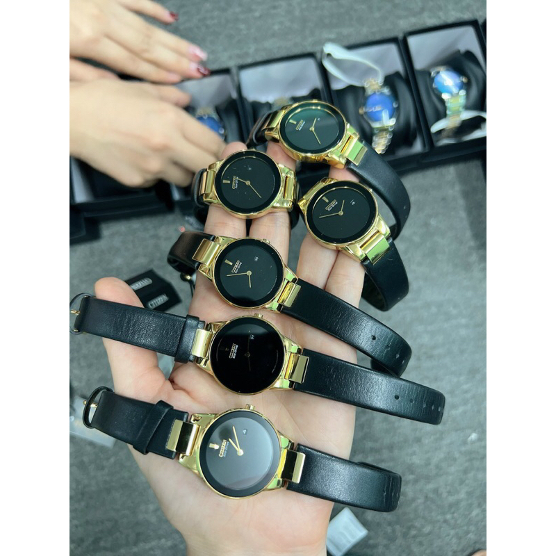 Đồng hồ nữ dây da Citizen Eco Drive Axiom GA1052-04E