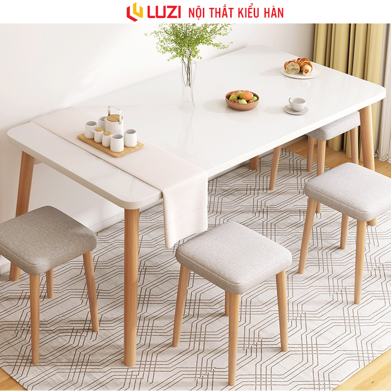 Bàn ăn đẹp 6 ghế phong cách Hàn gỗ mdf phủ melamin chống xước Luzi - Zp181