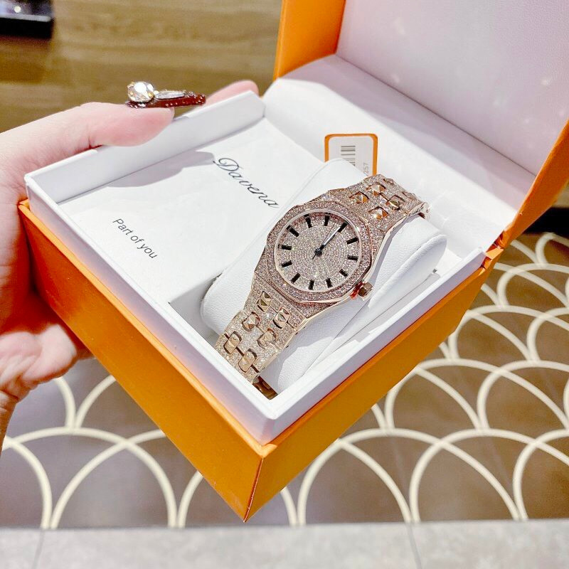 Đồng Hồ Nữ Auth Davena D 61692 Nạm Đá Sang Trọng, Máy Quartz - Pin , Size 30mm