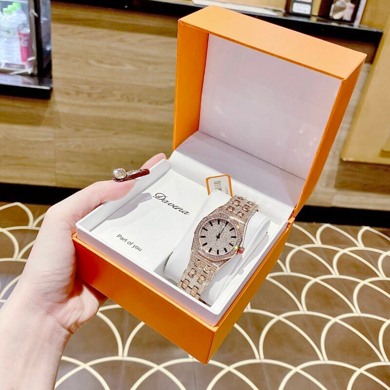 Đồng Hồ Nữ Auth Davena D 61692 Nạm Đá Sang Trọng, Máy Quartz - Pin , Size 30mm