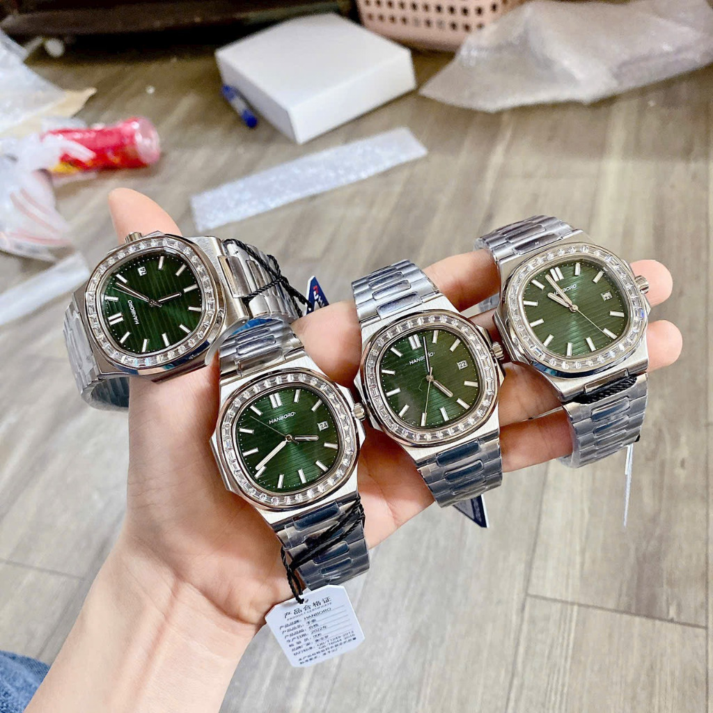 Đồng Hồ Nam Hanboro 8012 Nạm Đá - Tàu Ngầm, Size 42mm
