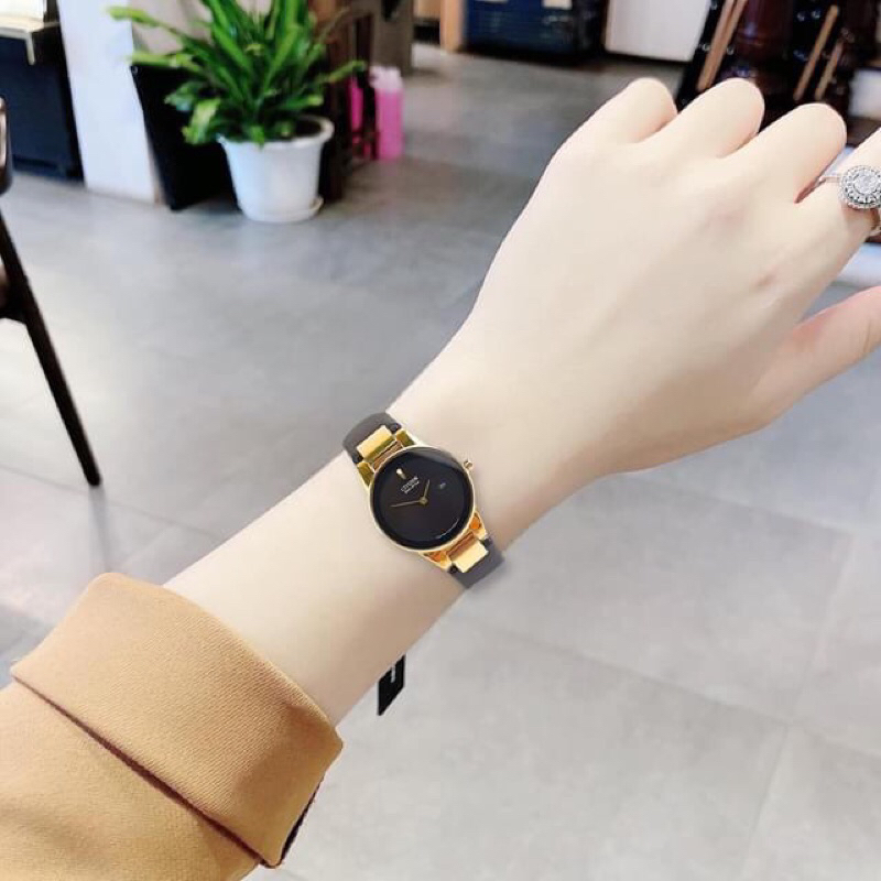 Đồng hồ nữ dây da Citizen Eco Drive Axiom GA1052-04E