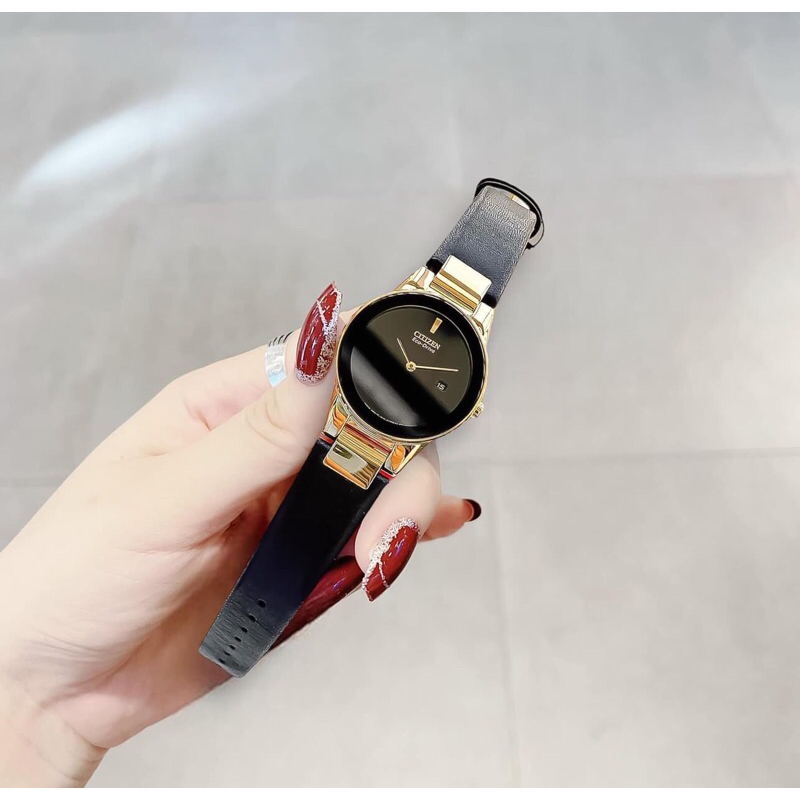 Đồng hồ nữ dây da Citizen Eco Drive Axiom GA1052-04E