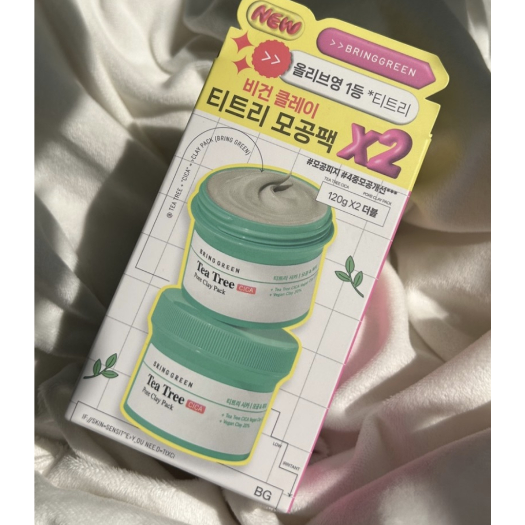 Mặt Nạ Đất Sét Thuần Chay Thanh Lọc Da Bring Green Tea Tree Cica Pore Clay Pack 120g