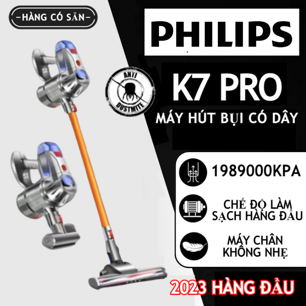 Mới 2024 Máy Hút Bụi Không Dây Philips Cao Cấp K-SERIES Cầm Tay Pin Sạc Mini Siêu Mạnh Gia Đình Giường Đệ