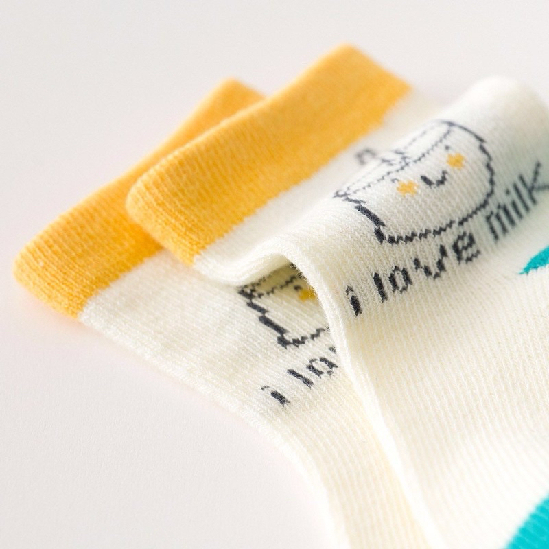 Sét 5 Đôi Tất Cotton Nỉ Loại Dày Ấm Cho Bé Hoạ Tiết Mèo Và Gấu Xanh