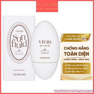 Kem chống nắng vivid sun fluid bebalance hàn quốc spf50 +,giúp da nâng tone,trắng mịn, 50ml