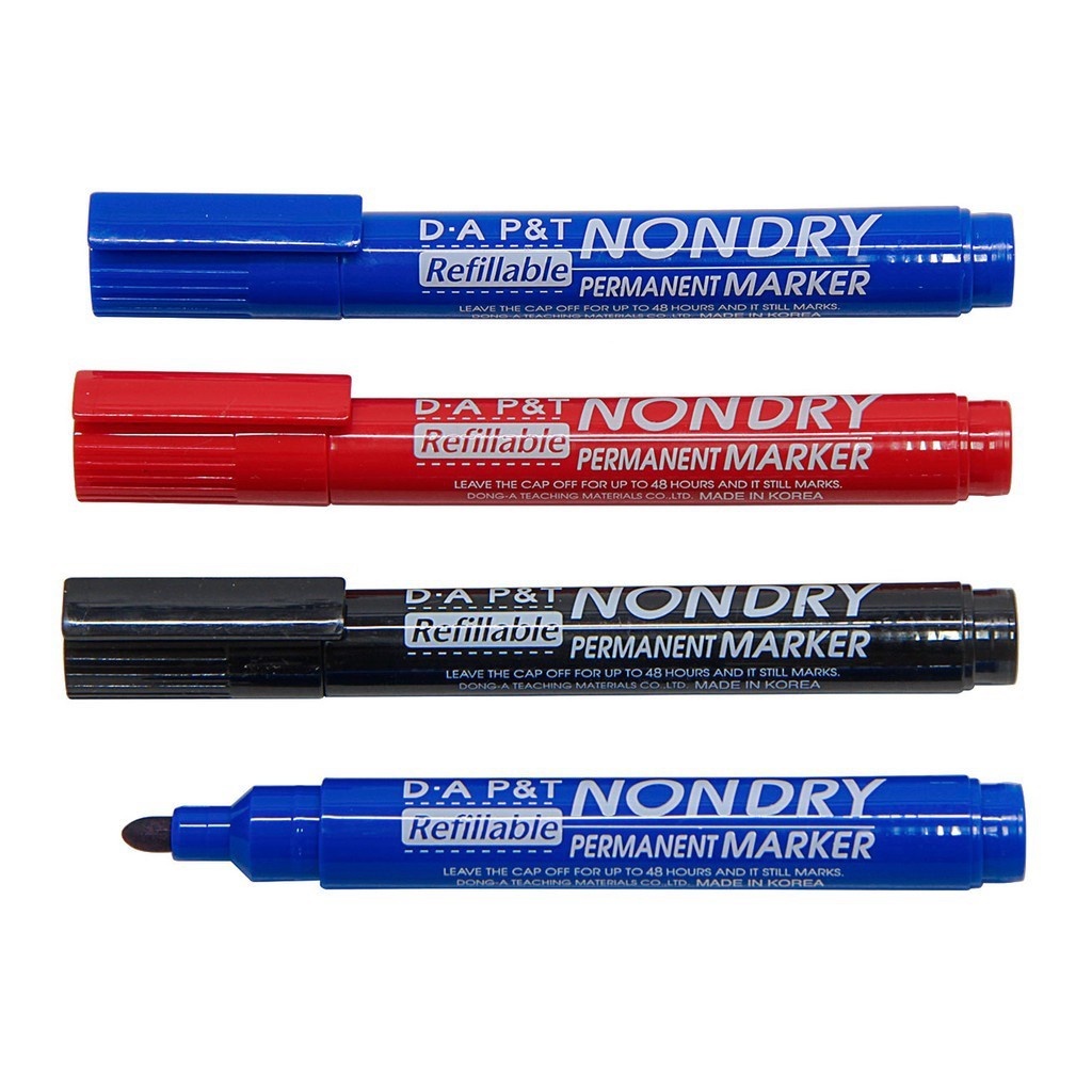 Bút viết lông dầu mực màu xanh D-A loại chùi không phai P0&T Nondry / Non dry