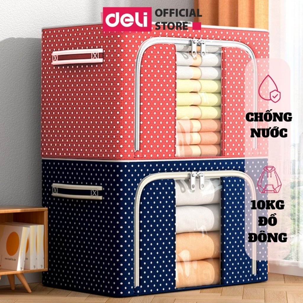 Túi Đựng Quần Áo Khung thép cỡ lớn 66L DELI Vải Oxford Chịu Lực tốt Có Thể Gấp Gọn tiết kiệm không gian Hộp đựng đa năng