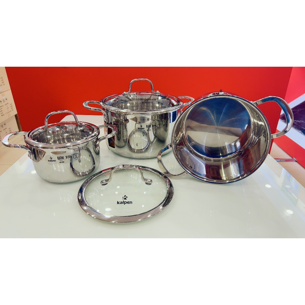 Bộ nồi inox 3 lớp đáy liền Kalpen Kazler KZ1 size 16-20-24cm dùng cho mọi loại bếp