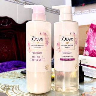 Combo gội xả Dove Nhật Bản giúp tóc bóng mượt chiết xuất Hoa sen & Dầu Jojoba Botanical Selection 500gr/chai
