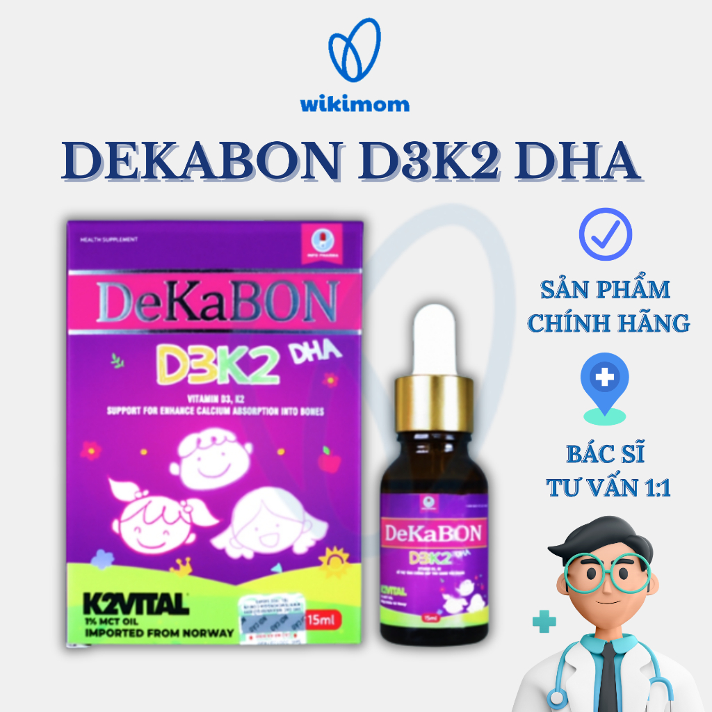 Vitamin Dekabon D3K2DHA lọ 15ml - Bổ sung vitamin D3K2DHA cho trẻ, giúp tăng hấp thu canxi, tăng chiều cao