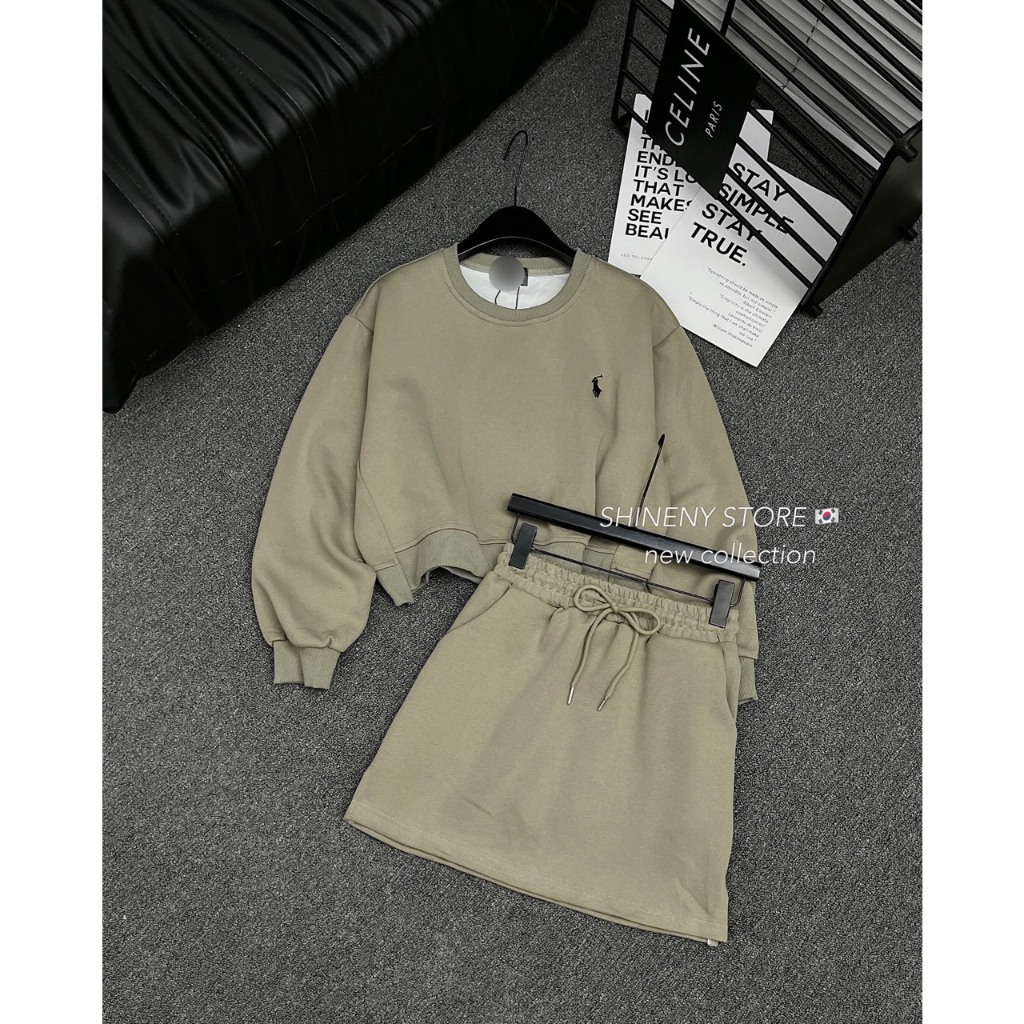 Sét nỉ kèm chân váy chữ A hàng QCL1