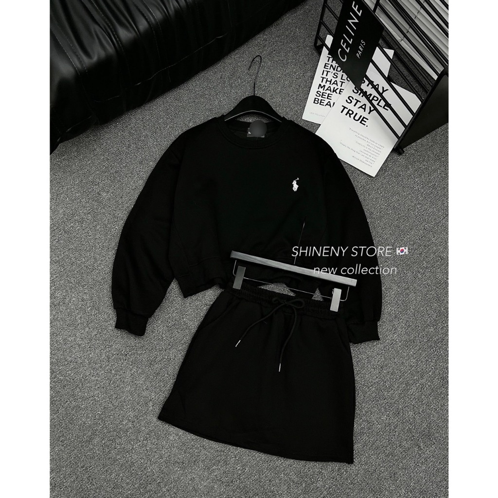 Sét nỉ kèm chân váy chữ A hàng QCL1