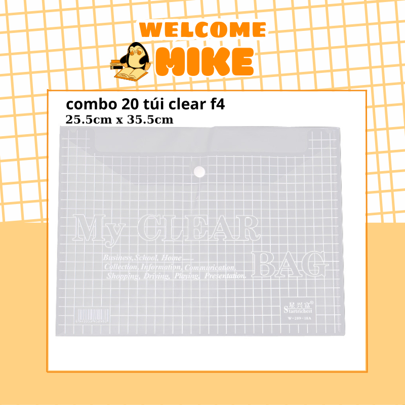 combo 20 clear bag khổ F(to)