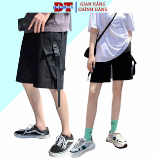 ⚡️ ẢNH THẬT-KÈM VIDEO ⚡️ Quần short kaki nam túi hộp dây gài, quân đùi lững nữ màu đen, xám S0