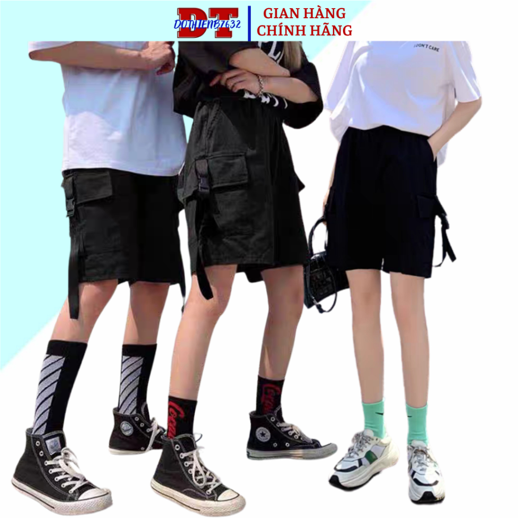 QUẦN SHORT NAM NỮ PHONG CÁCH ⚡️ VIDEO + ẢNH CHỤP THẬT ⚡️ Quân sọt đùi túi hộp 2 bên phối khóa nút gài vải mềm mịn S0