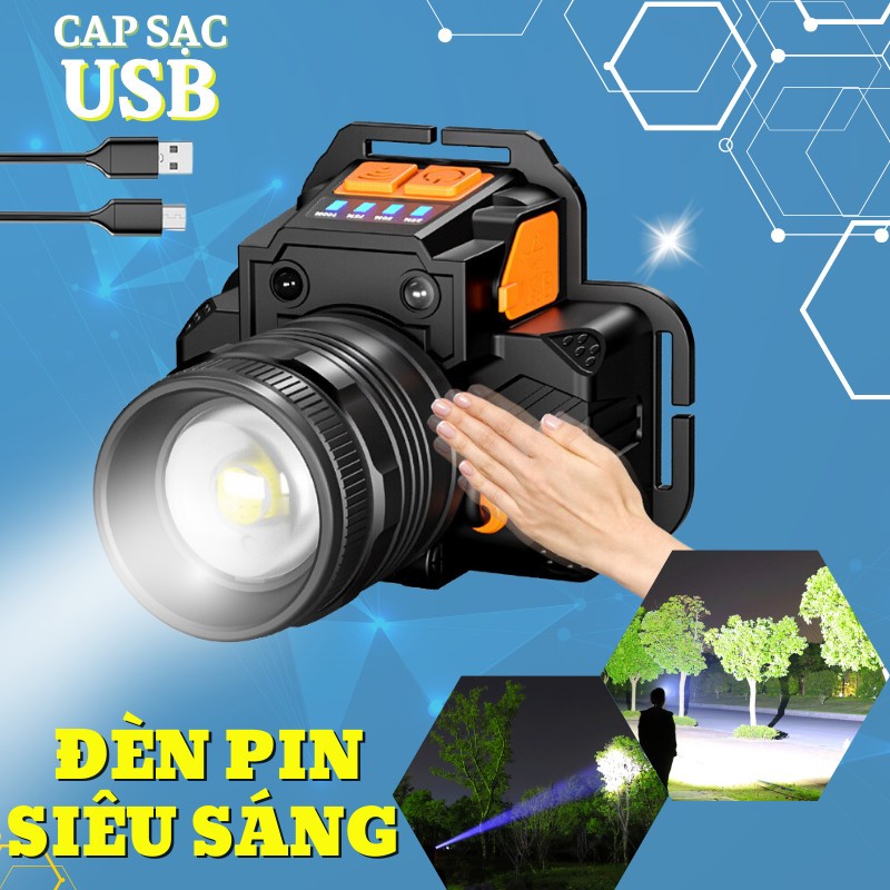 Đèn Đội Đầu Siêu Sáng Shikio Mini Tích Điện Chống Nước Thích Hợp Đi Dã Ngoại Ngoài Trời