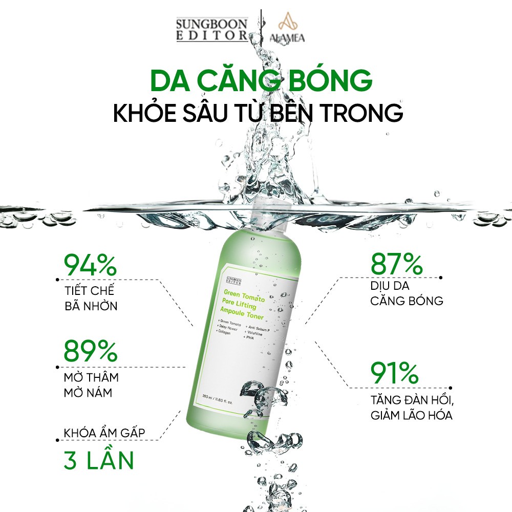 Toner Cà Chua Xanh SUNGBOON GREEN TOMATO PORE LIFTING AMPOULE TONER 350ML