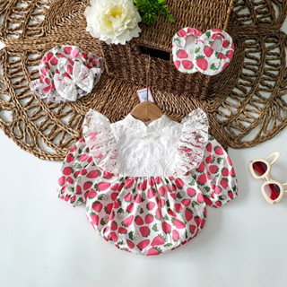 Set body bé gái kèm mũ và giày vải chất liệu mềm mát ⚡FREESHIP⚡ Bodysuit cho bé gái sơ sinh hoa nhí vintage sang chảnh