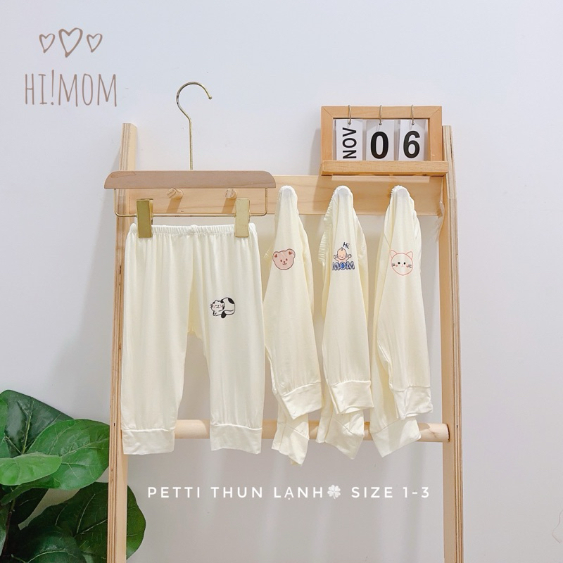 Combo  5 Quần Dài Thun Lạnh Đáp Đũng Phong Cách Hàn Nền Trắng Kem Himom Kids Cho Bé