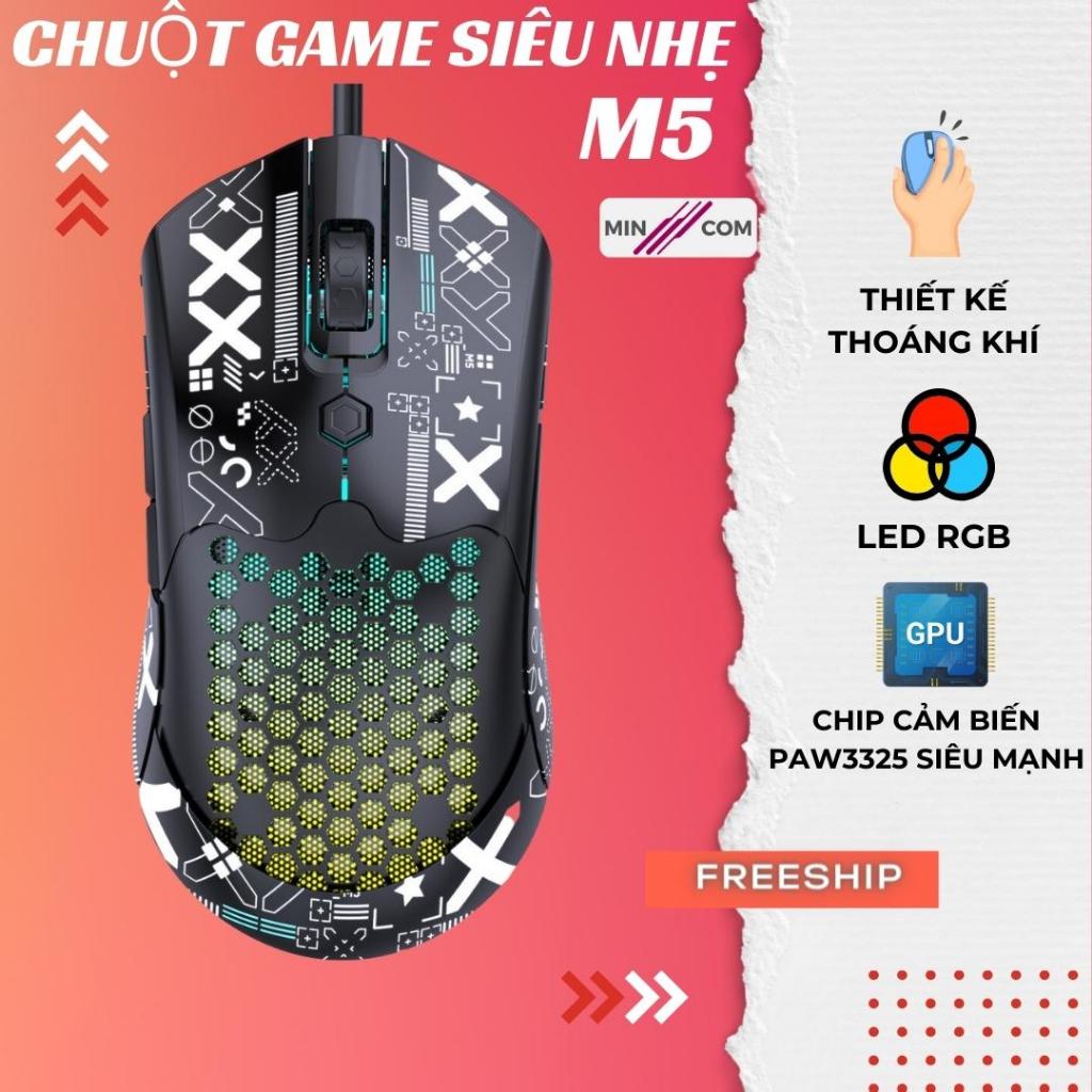 Chuột Chơi Game MinCom Siêu Nhẹ ZiyouLang M5RGB, Chip PAW3325 Siêu Mạnh, 6 Nút Chức Năng