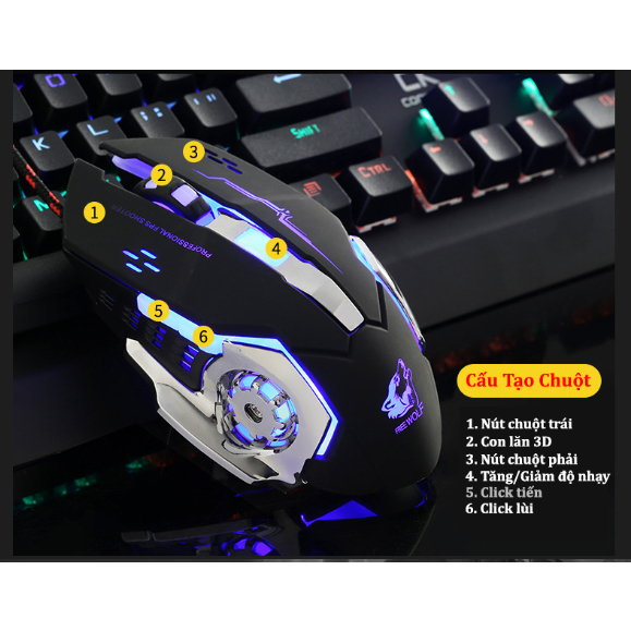 Combo Bàn Phím Chuột Gaming LED Cầu Vồng Giả Cơ Cao Cấp Hỗ Trợ Chơi Game LMHT / Đột Kích K4 + V5 đen | BigBuy360 - bigbuy360.vn