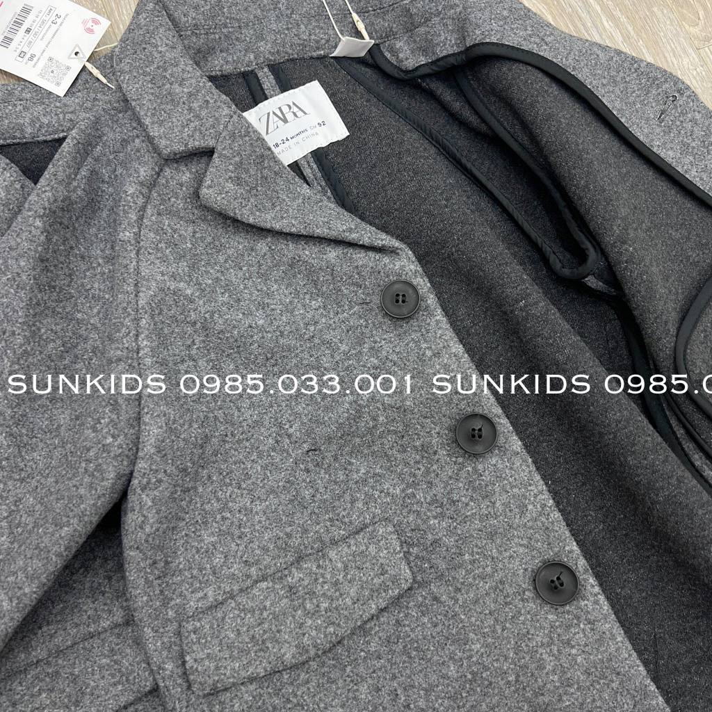 Áo khoác bé trai Dạ ép ZR cổ bẻ màu Ghi