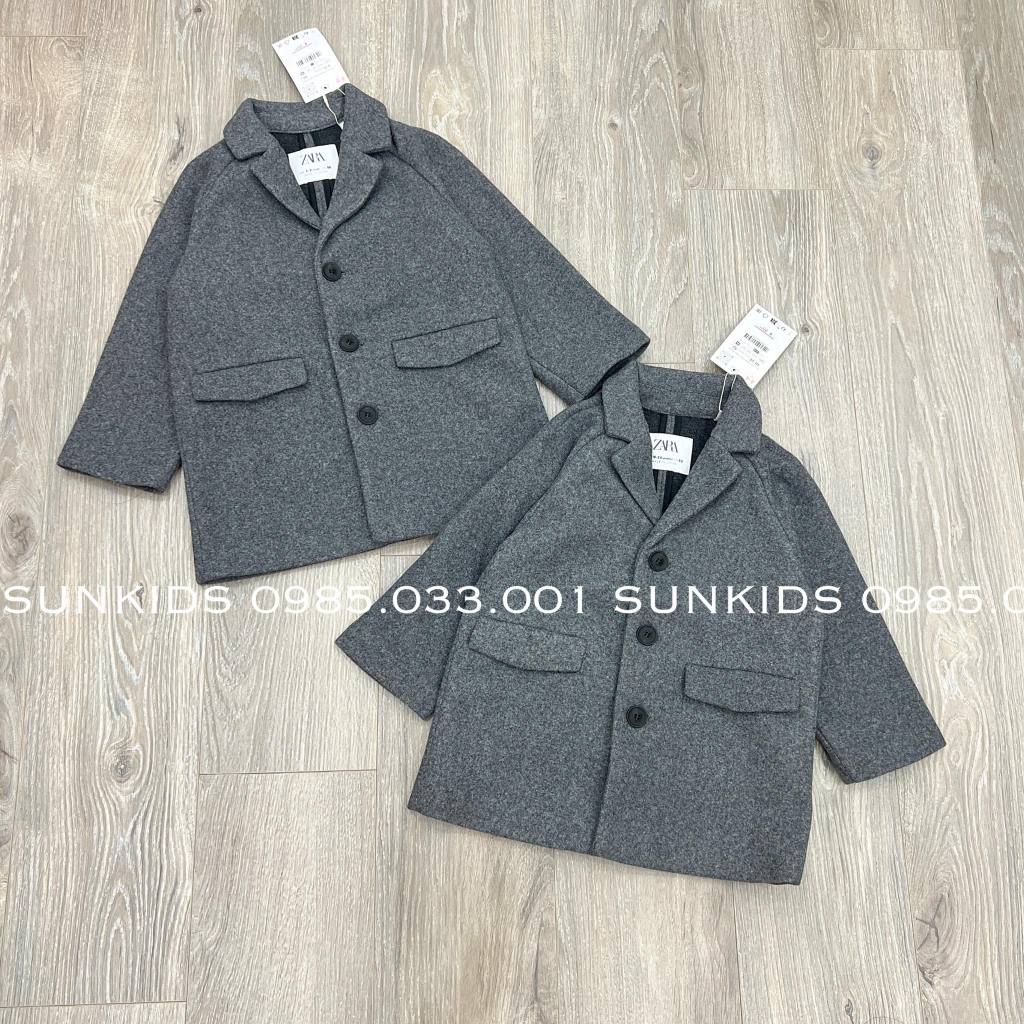 Áo khoác bé trai Dạ ép ZR cổ bẻ màu Ghi