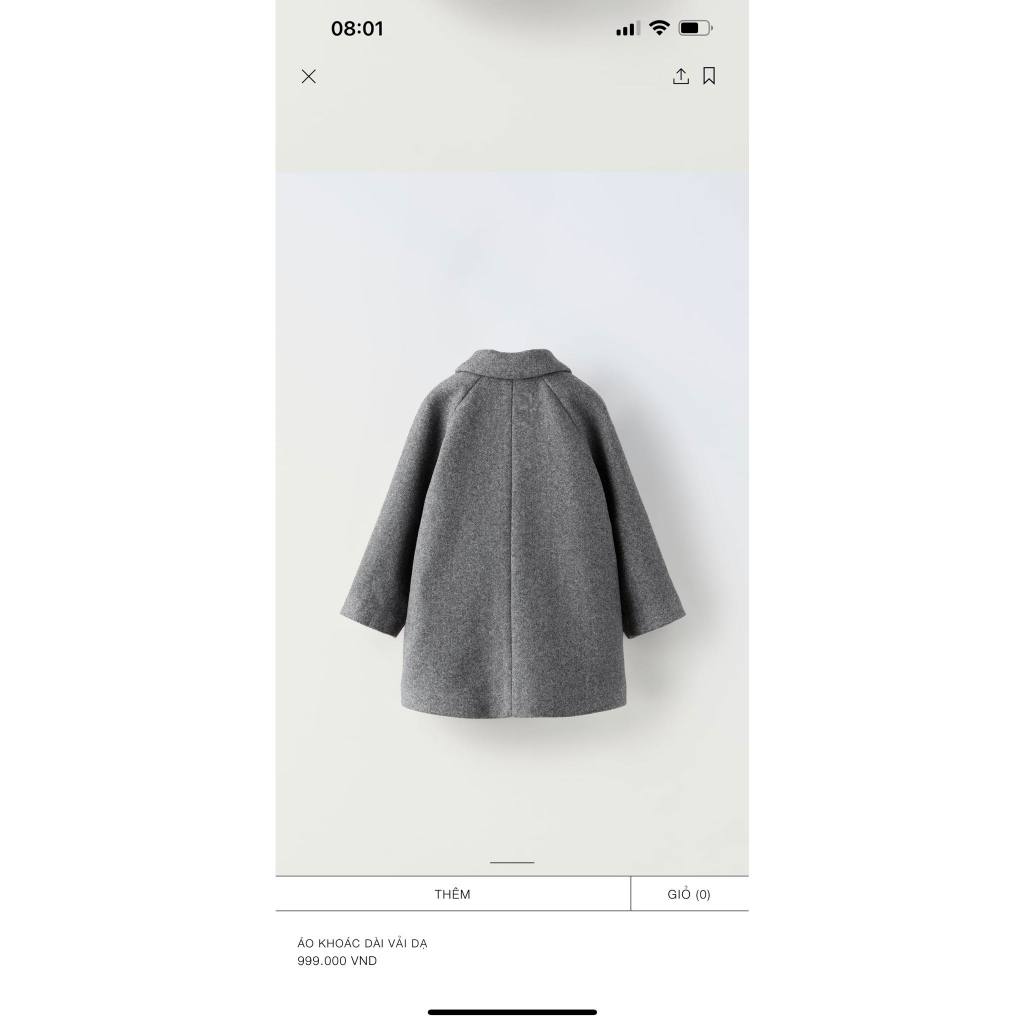 Áo khoác bé trai Dạ ép ZR cổ bẻ màu Ghi