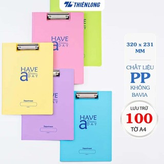 Bìa trình ký kép màu Pastel Thiên Long Flexoffice nhựa PP, kẹp được 100 tờ A4, lưu trữ toàn diện FO-CB03