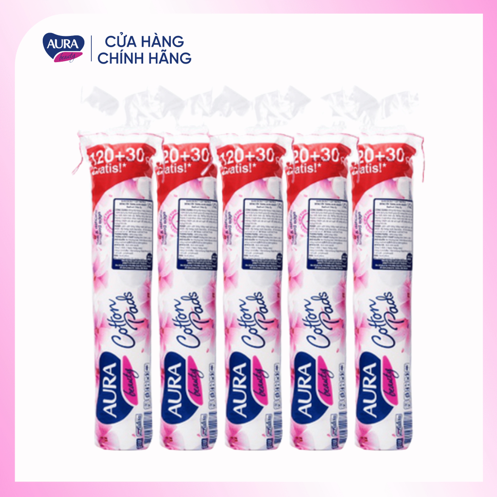 Bông Tẩy Trang Aura Beauty 120+30 Miếng
