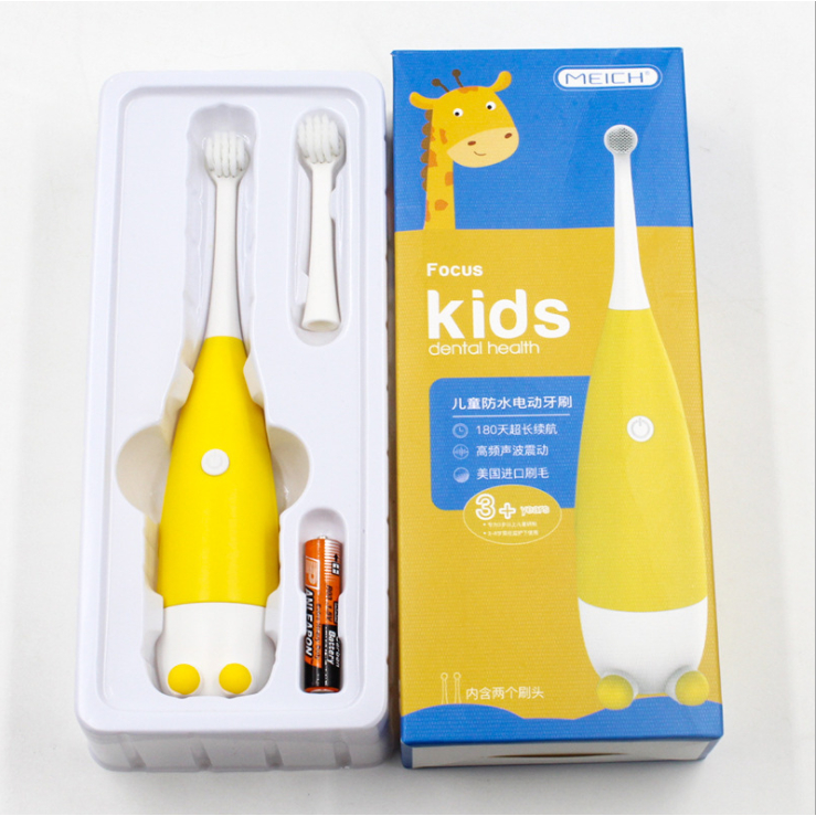 Bàn Chải Đánh Răng Tự Động Cho Bé Chạy Bằng Pin Có Đầu Thay Thế Và Pin Đi Kèm Làm Sạch Răng Miệng