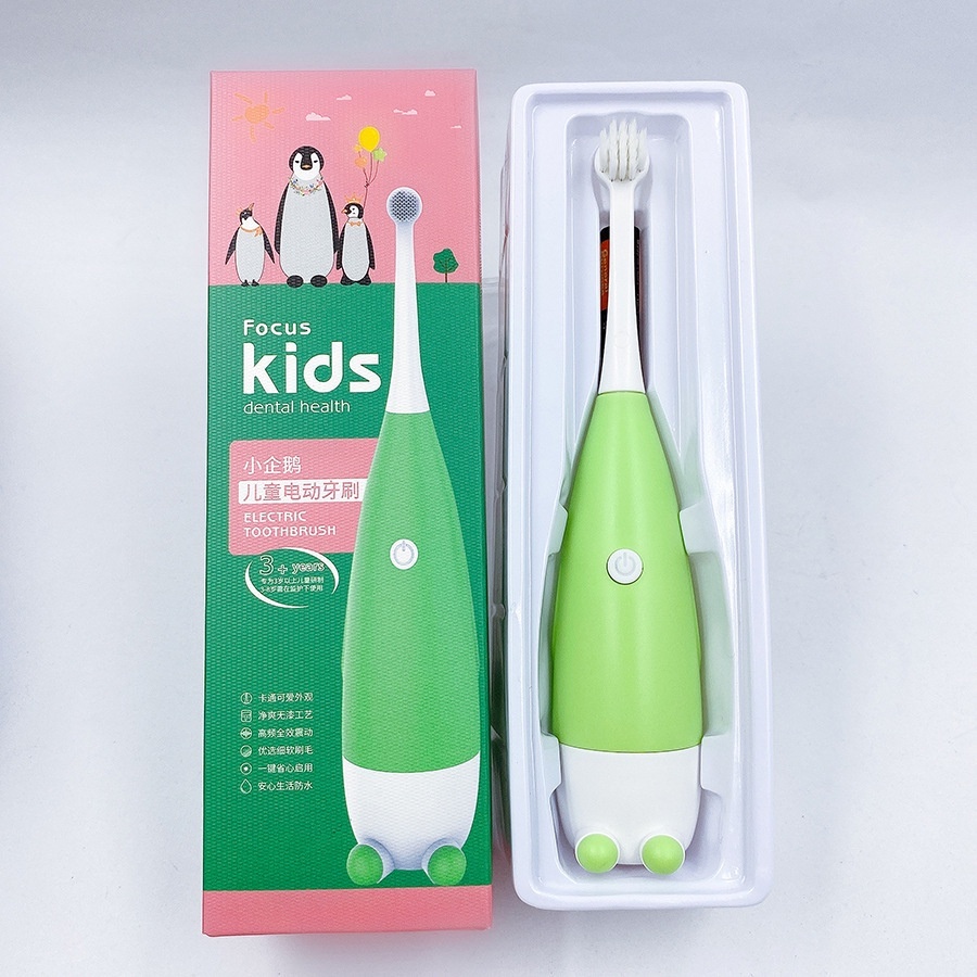 Bàn Chải Đánh Răng Tự Động Cho Bé Chạy Bằng Pin Có Đầu Thay Thế Và Pin Đi Kèm Làm Sạch Răng Miệng