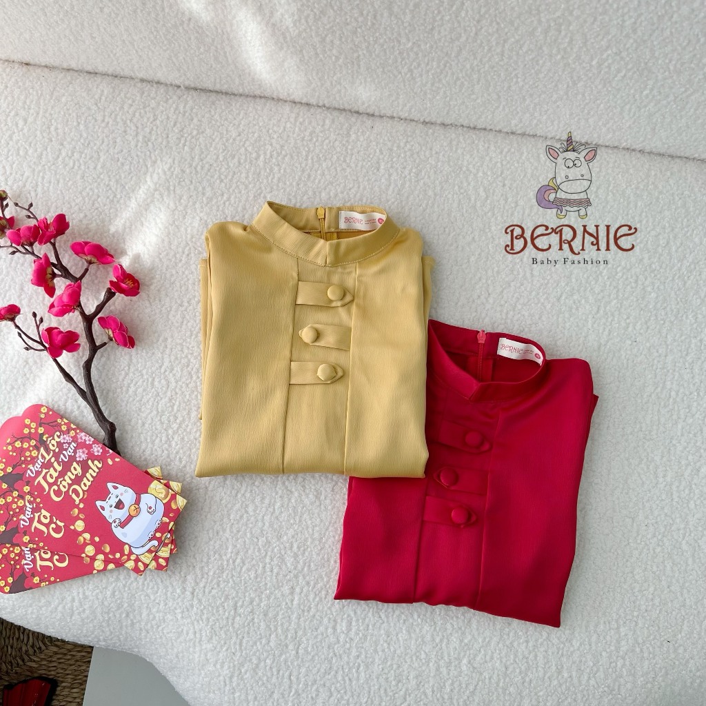 Set áo dài lụa cách tân BERNIE cho bé trai đi chơi Lễ Tết, du Xuân chụp hình AD12