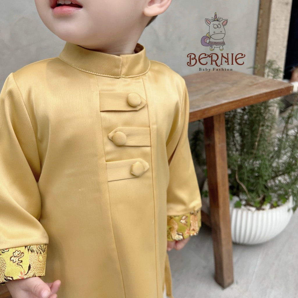 Set áo dài lụa cách tân BERNIE cho bé trai đi chơi Lễ Tết, du Xuân chụp hình AD12