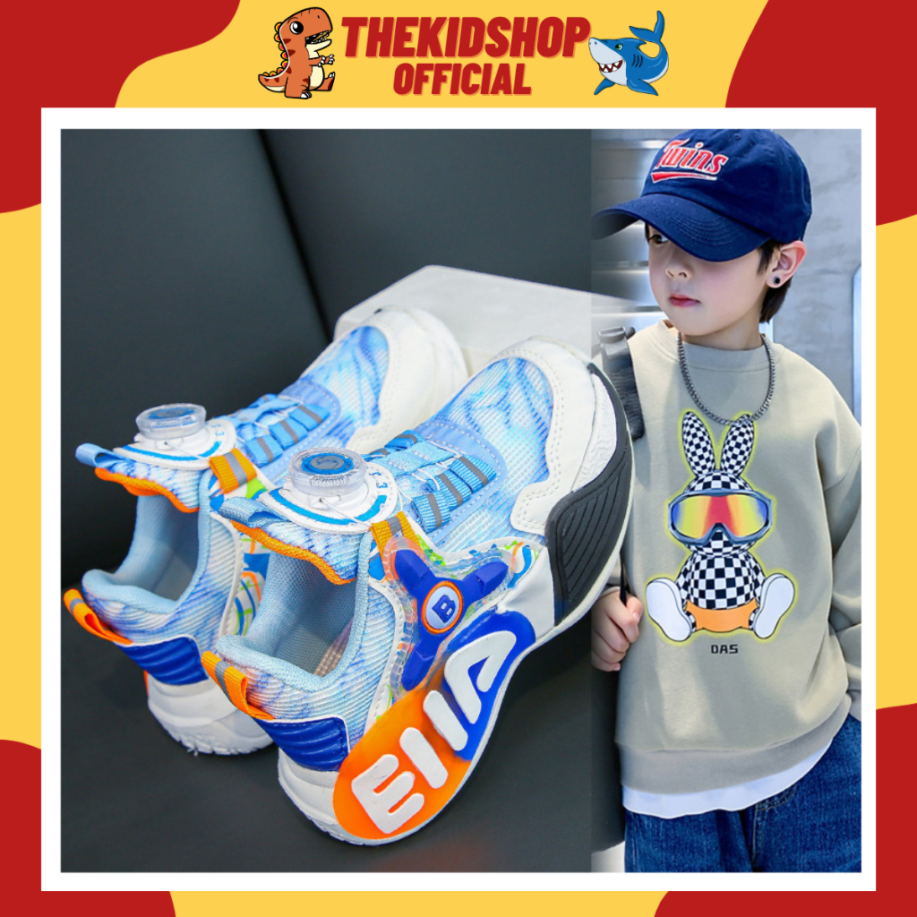Giày Chạy Thể Thao Bé Gái Bé Trai Khóa Thông Minh Thoáng Khí Chống Trượt A207 THE KID SHOP