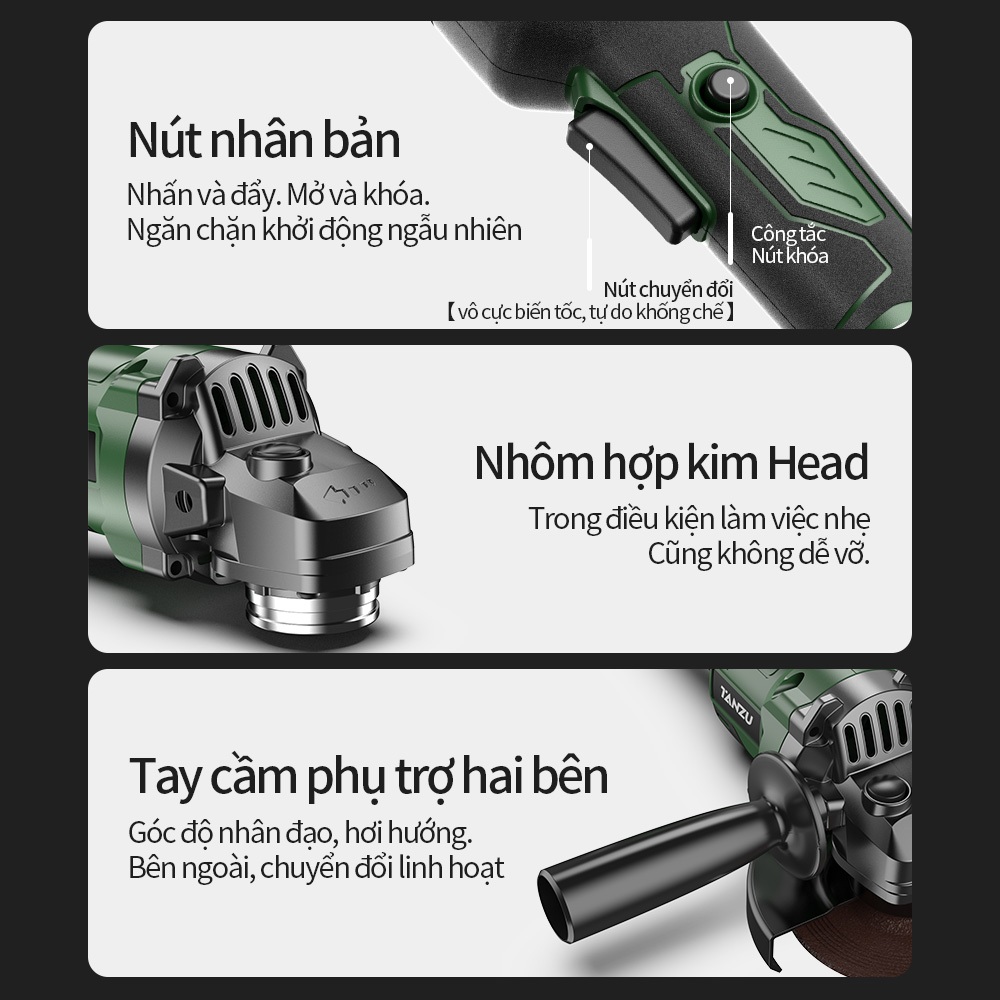 🔥Có hàng🔥Tanzu TZ-J-980 Máy cắt cầm tay không chổi than dùng pin 21V máy mài pin 8000ah thời lượng pin siêu dài