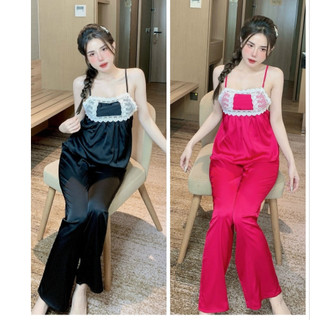 Đồ bộ 2 dây sexy ren hoa vuông lụa latin mềm mịn siêu xinh Freesize