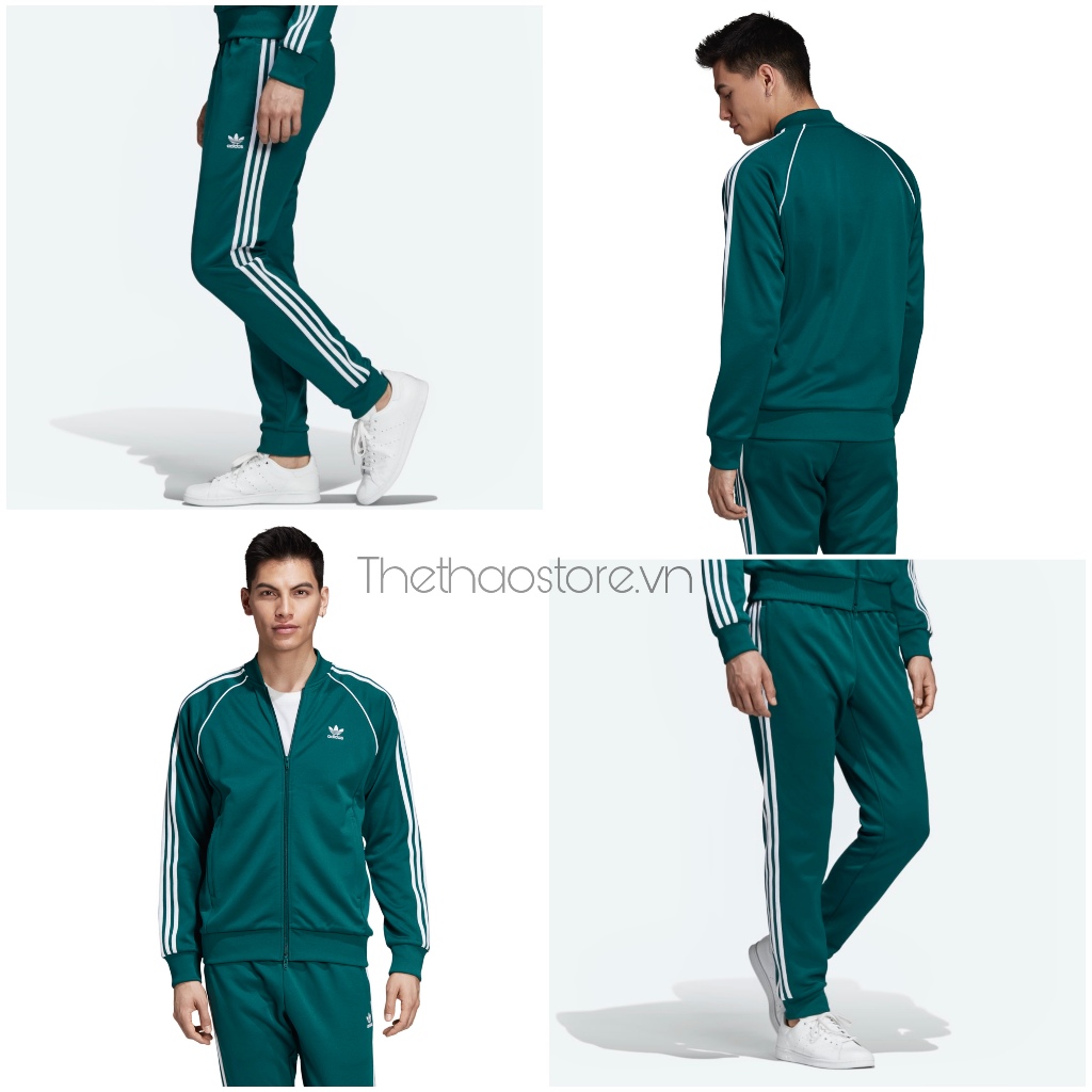 Bộ Quần Áo Thể Thao Unisex Nam Nữ Adidas Adicolor Classic Primeblue SST Track - Màu Xanh