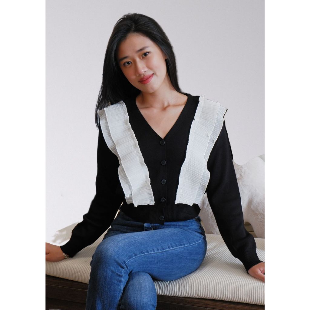 NIUOT - Áo dệt kim phối voan Almira Blouse - Beenie