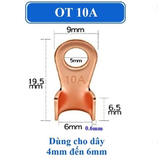 Đầu cos đồng đỏ OT-10A [20cái] đầu cốt bấm dây điện, cosse nối bình acquy xe đạp, xe máy, loa âm thanh